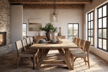 a dining room mockup in a farmhouse