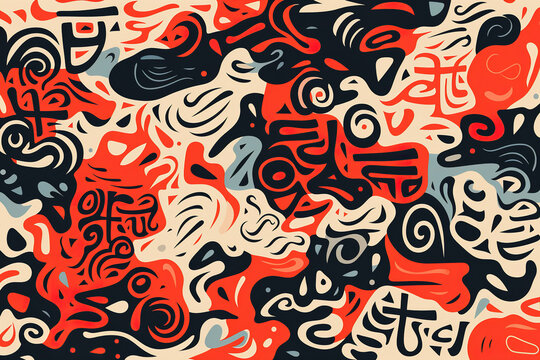 Create a seamless pattern of bold, brush-stroke japanese calligraphy, with thick lines and expressive lettering