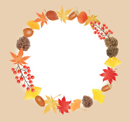 秋の植物のフレームのオレンジの壁紙
