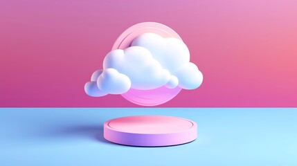 3D cloud icon minimal style, cloud computing online service, digital technology security concept