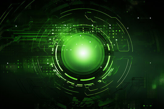 Technology abstract background in green tones, Generative AI image