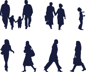 A set of silhouettes of random people, children and adults