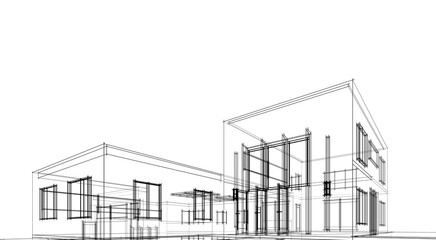 Fototapeta premium Sketch of a building 3d rendering
