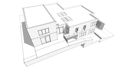 Sketch of a building 3d rendering