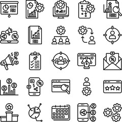 Digital marketing icon set. line 2px pixel perfect