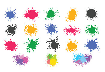 Paint Splatter, Set of color paint splashes, bright painted drip drops