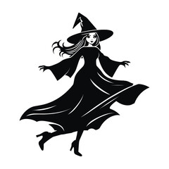 Free vector witch silhouette - obrazy, fototapety, plakaty