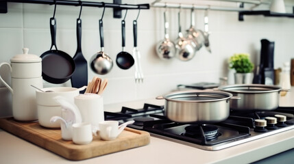 Obraz na płótnie Canvas Kitchen accessories at modern kitchen interior.