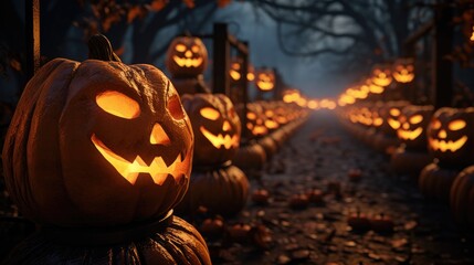 Halloween carved pumpkin lanterns