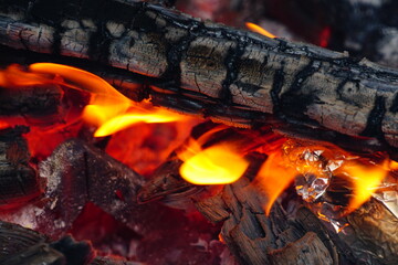 fire burning in a fireplace
