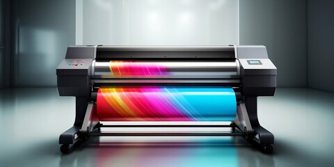 Professional Large Format Plotter Printer in Office. Generative ai - obrazy, fototapety, plakaty