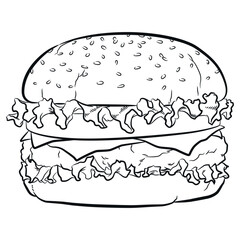 Sketch Cheese Hamburger Front View Doodle