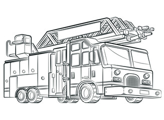 Obraz na płótnie Canvas Sketch Fire Fighter Engine Truck Vehicle
