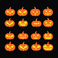 Vector Halloween pumpkin silhouette set vector illustration