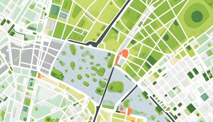 Colored city map with streets and park Illustrations