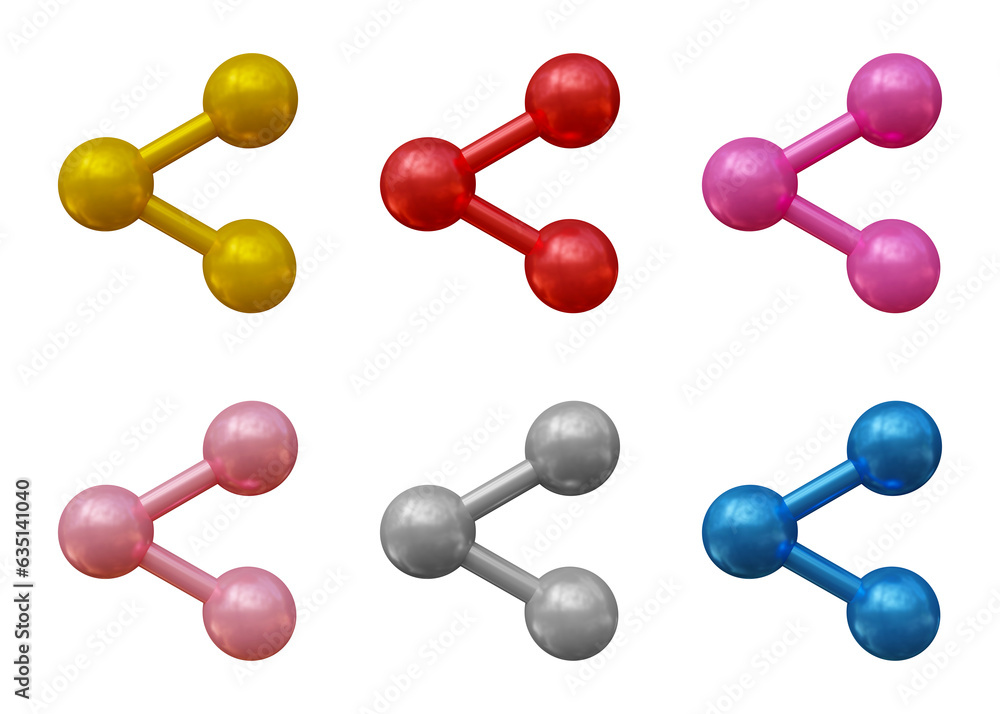 Aufkleber set of share icon in 3d rendering isolated on transparent background for social media, web, internet