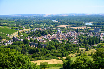 Fototapeta premium Walking in Sancerre, medieval hilltop town and commune in Cher department, France overlooking the river Loire valley with vineyards, noted for its Sancerre wine.