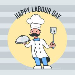 Illustration of Chef, Happy International Labour Day, 1 May