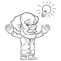 Sketch Laboratory Professor with Invention Eureka