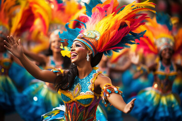 The traditional dance of a group of performers in colorful costumes, embodying the energy and celebration of Brazilian culture 