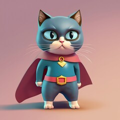 Cute cartoon cat avatar with sunglasses and 3d rendering