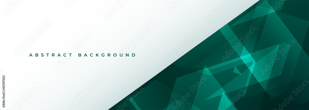 Poster white and green wide abstract background with geometric shapes. green and white modern abstract bann