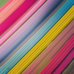 colourful tulip field aerial view, vibrant bright abstract wallpaper, generative AI