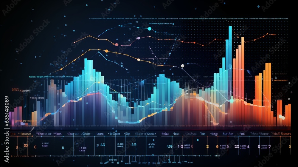 Poster big data analytics report. infographic with stock market chart. ai generative.