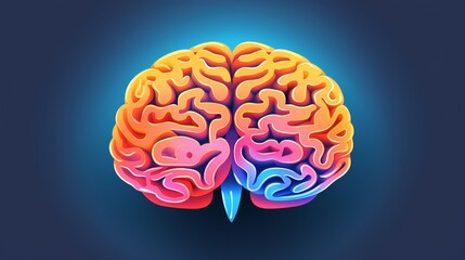 Human brain icon colorful flat style. AI generative.