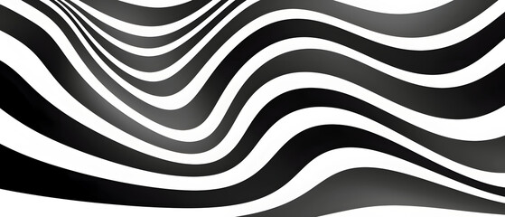 Monochrome Optical Illusion. Black and White Wavy Stripes Design with Optical Art for Cover