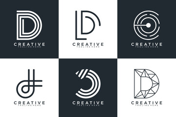 Set of letter D logo with modern creative, icon, concept, Vector