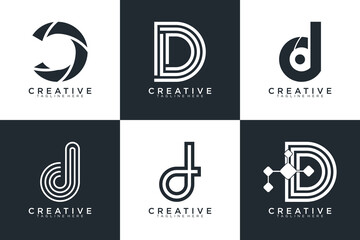Set of letter D logo with modern creative, icon, concept, Vector