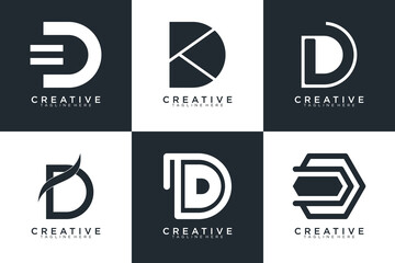 Set of letter D logo with modern creative, icon, concept, Vector