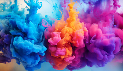 Obraz premium Multicolored explosion of smoke. AI generated
