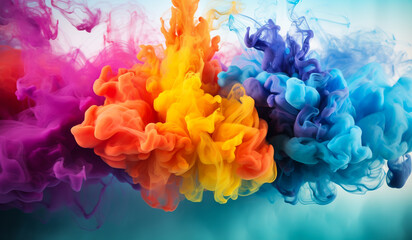 Obraz premium Multicolored explosion of smoke. AI generated