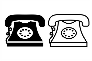 VECTOR LANDLINE PHONE ICON IN STROKE AND FILL VERSION