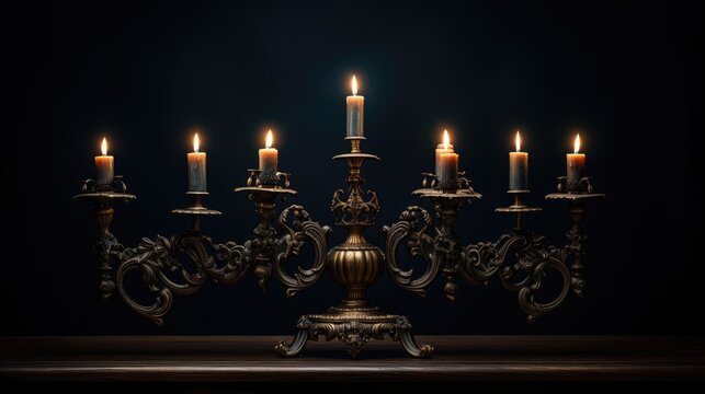 Antique candelabra with flickering candles
