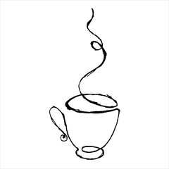 Cup of coffee drawn in one line