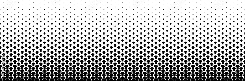 Poster horizontal black halftone of square and semicircle design like mushroom for pattern and background.