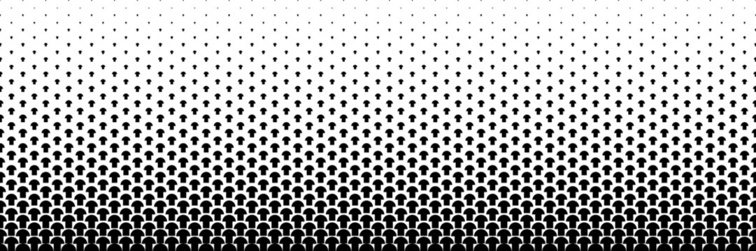 horizontal black halftone of square and semicircle design like mushroom for pattern and background.