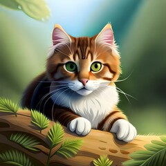 Fototapeta na wymiar brown fur cat and his eyes are beautiful and adorable