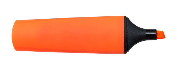 Permanent orange marker  on a white background. Text marker for office and study - Powered by Adobe