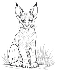 Coloring book for children, Caracal. Vector illustration.