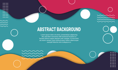 Colorful wavy above and bellow with white memphis style background.