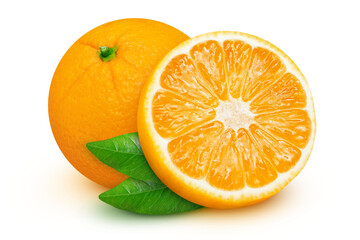 Oranges on an isolated white background.