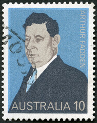 AUSTRALIA - 1975: shows Sir Arthur William Fadden (1893-1973), series Australian Prime Ministers, 1975
