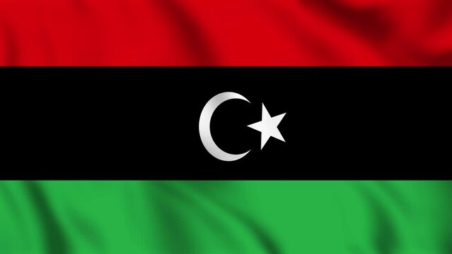 Looped background animation of the waving flag of Libya