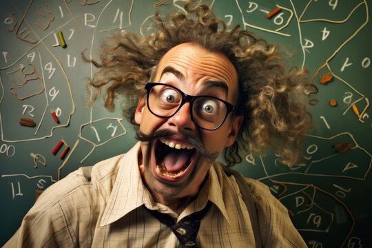 Funny crazy mathematics teacher. Generative AI