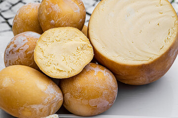 Traditional sheep cheese from Romania, known as bellows cheese