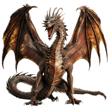  a dragon, front view in a Medieval-themed, photorealistic illustration in a PNG, cutout, and isolated. generative ai